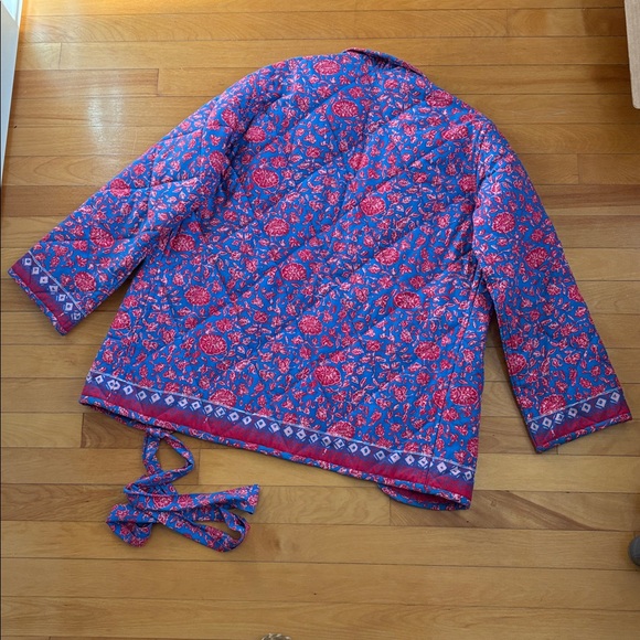 Natalie Martin Blue and Pink block print quilted jacket - Picture 2 of 4
